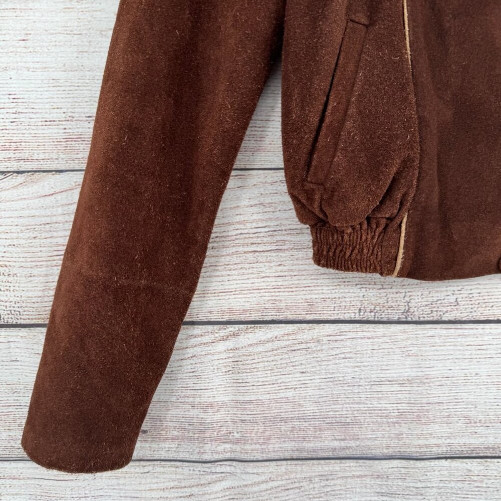 Vintage Brown Suede Bomber Jacket - Picture 4 of 11